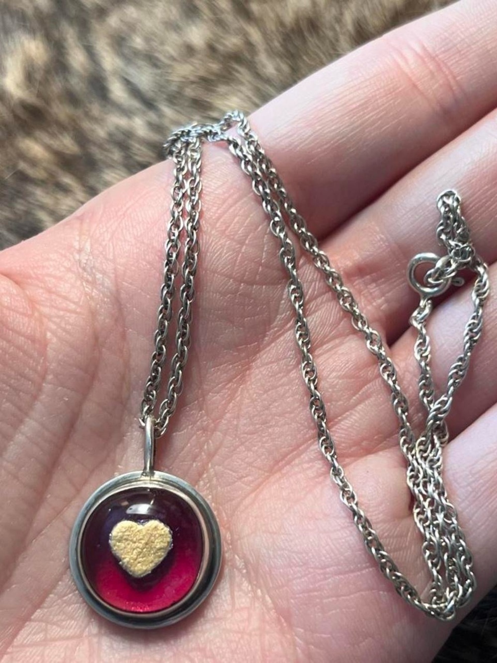 Sterling silver Kerri McDermott enamel heart pendant necklace